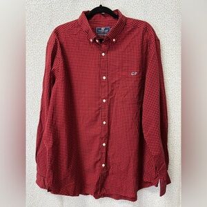 Vineyard Vines Classic Fit Tucker Shirt Red & Black Check | size xl